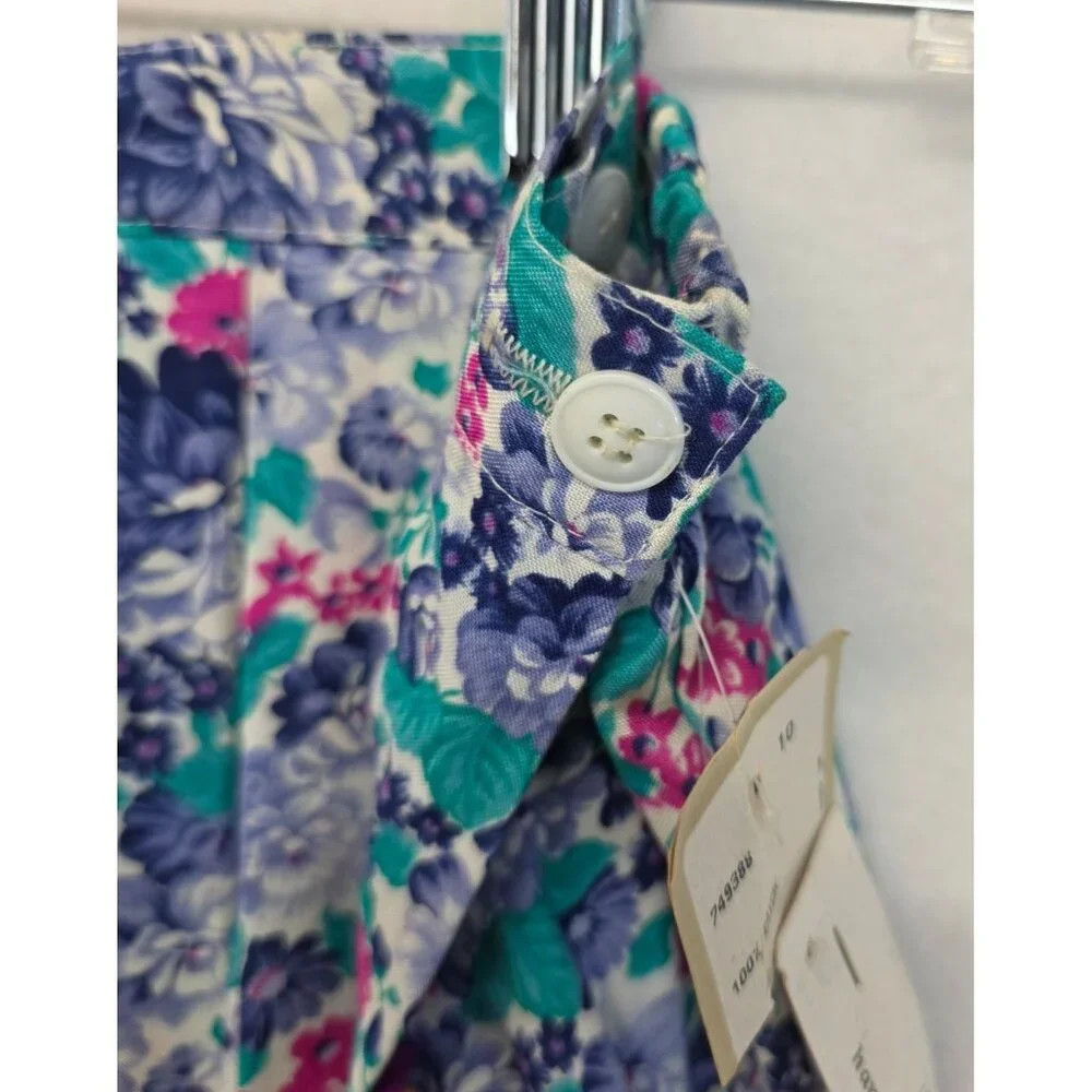 Vintage Lombardi Inc. Floral Maxi Skirt 10 Blue Deadstock Cottagecore Romantic